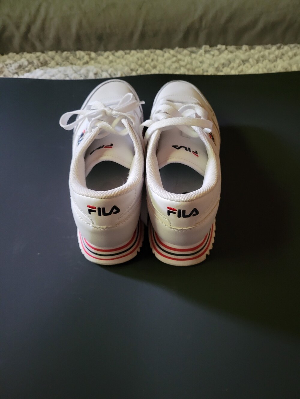 FILA Women's White Sneakers with Red and Navy Accents